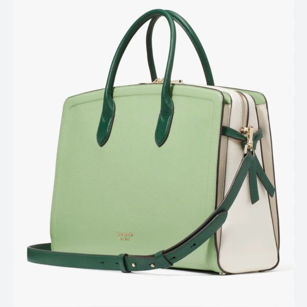 Kate Spade Knott Color block Commuter Bag mint and white Excellent Condition